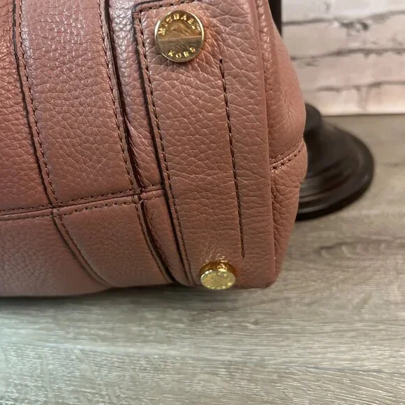 Michael Kors Naomi Bowling Leather Purse Braided Handle Satchel Dusty Rose - Picture 4 of 7